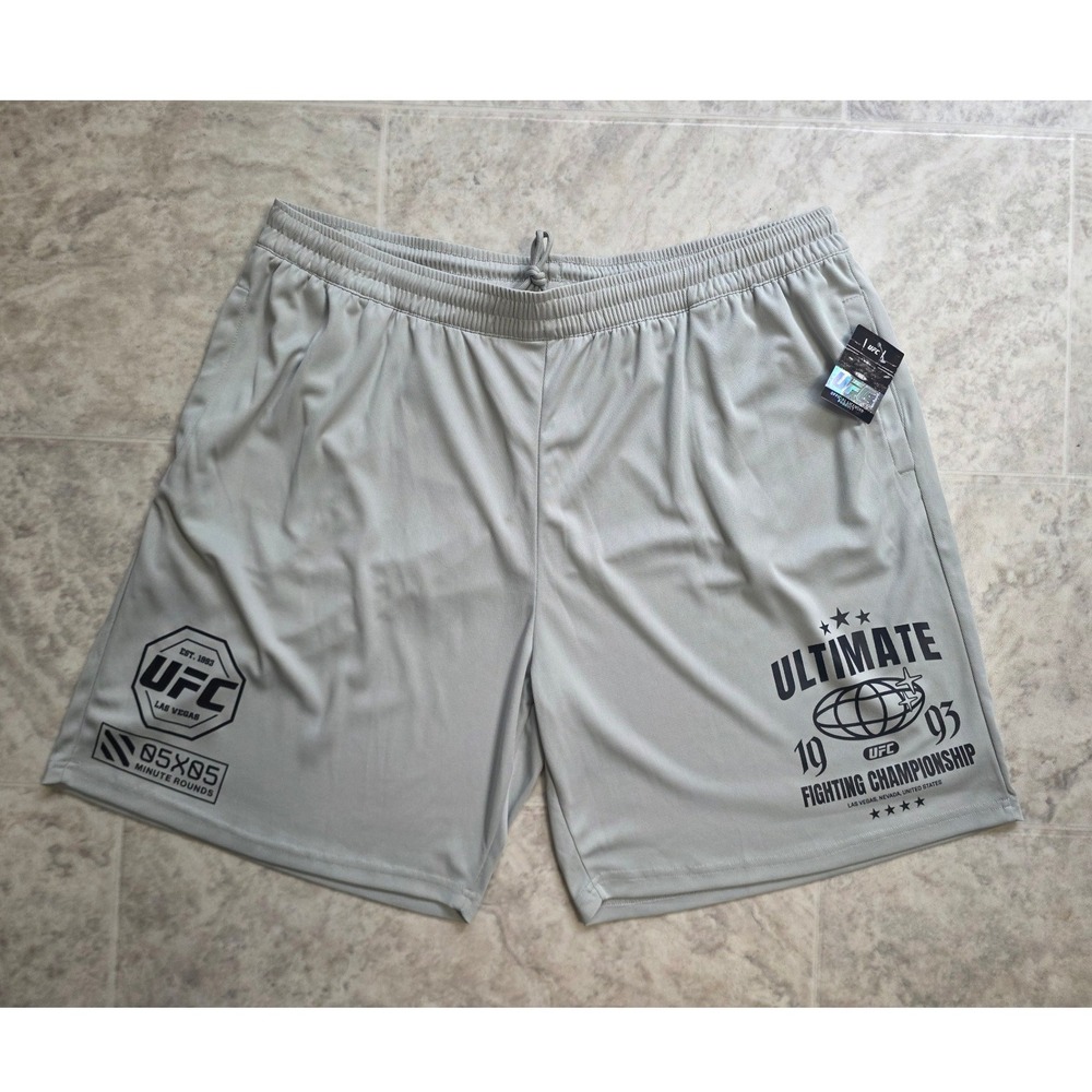 UFC Ultimate Fighting Championship Mens Grey Graphic Training Shorts NWT 2XL